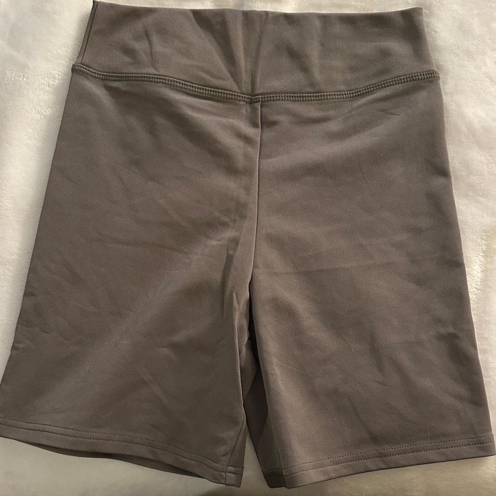 Women's Taupe High-Waisted Bike Shorts
